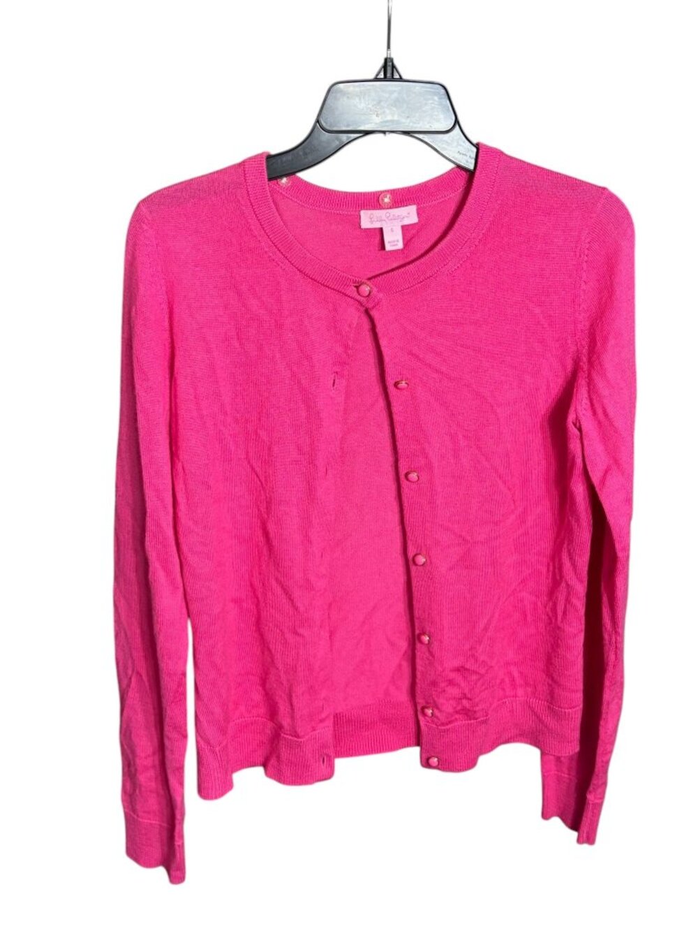 Lilly Pulitzer Cardigan 100% Merino Wool Button Up Cardigan Pink Size Small